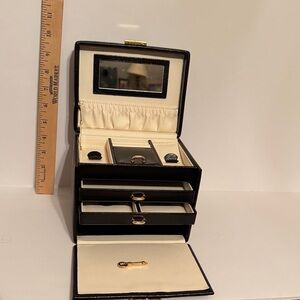 Dulwich Design Elegant Black Jewelry Box with Mirror